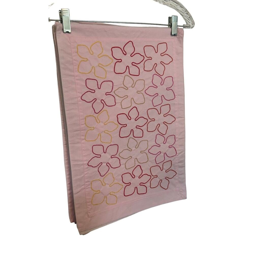 Hand Embroidered Placemats‎ (8) Pink Multicolor Kitchenware Dinner Party READ